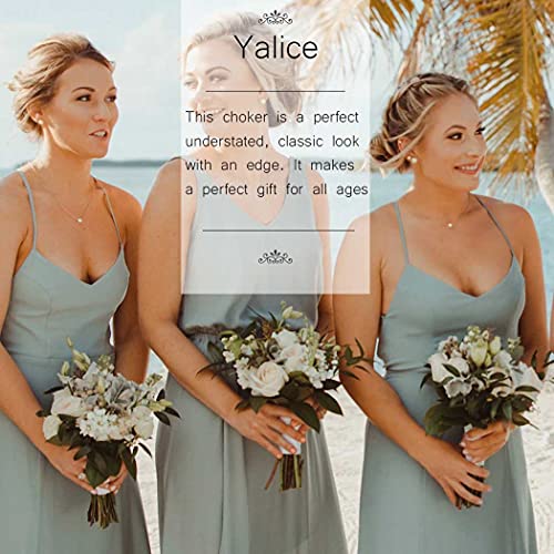 Yalice Tiny Pearl Choker Necklace Chain Short Pendant Necklaces Floating Wedding Bridesmaid Jewelry for Women (Gold) - Image 5