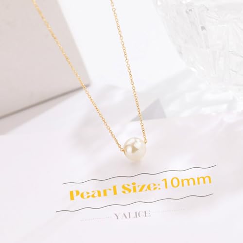 Yalice Tiny Pearl Choker Necklace Chain Short Pendant Necklaces Floating Wedding Bridesmaid Jewelry for Women (Gold) - Image 4