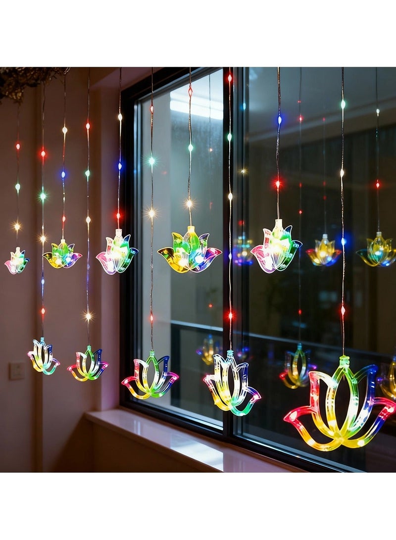 ZAYO LED  Hanging Lotus Light Multicolor Fairy String Lights Color Changing LED Decorative Lights for Wedding Decoration, Party, Home Festival & Event Lighting - 3X1 Meter - Image 1
