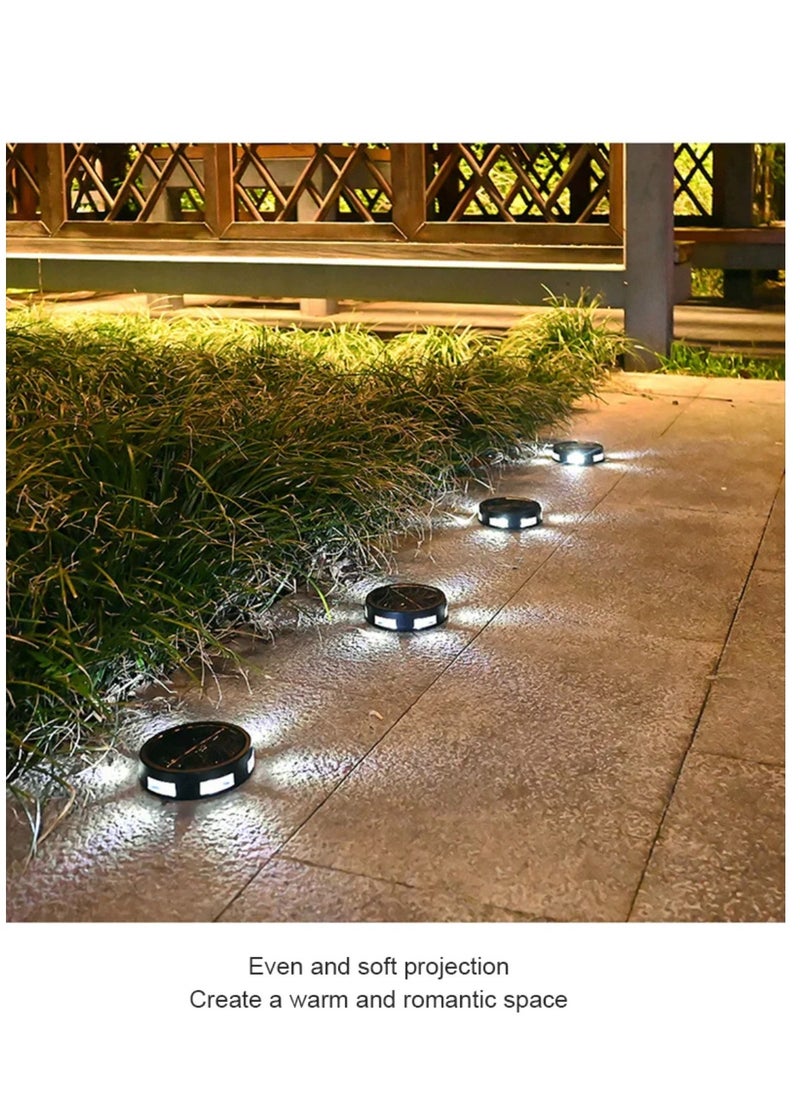 BLUE CORAL - Solar Ground Light Outdoor 4-Pack Waterproof 6LED For Pathway Stairs Lawn Patio Driveway Courtyard Villa Garden Decoration Lamp (Warm) - Image 1