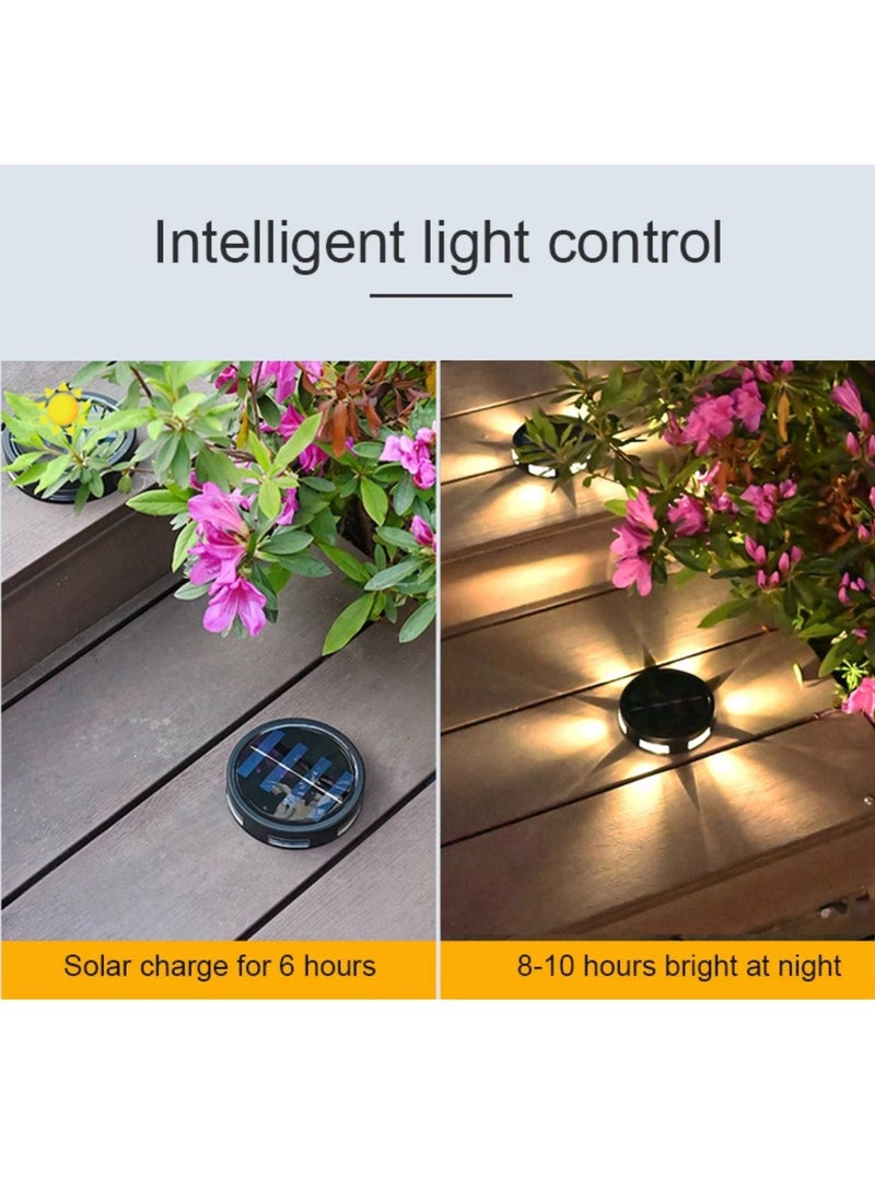 BLUE CORAL - Solar Ground Light Outdoor 4-Pack Waterproof 6LED For Pathway Stairs Lawn Patio Driveway Courtyard Villa Garden Decoration Lamp (Warm) - Image 1