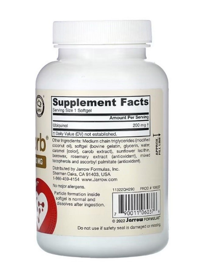 jarrow formulas Ubiquinol QHAbsorb 200 mg 90 Softgels - Image 2