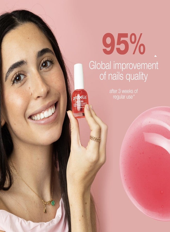 Probelle Nail Glow + Nail Strengthener and Hardener with Sheer Jelly Tint, Hard To Resist Ultra Glowy Nail Shine, Tinted Nails Strengthening Blush for Brittle, Thin, Damaged Nails 0.5 oz (Berry) - Image 4