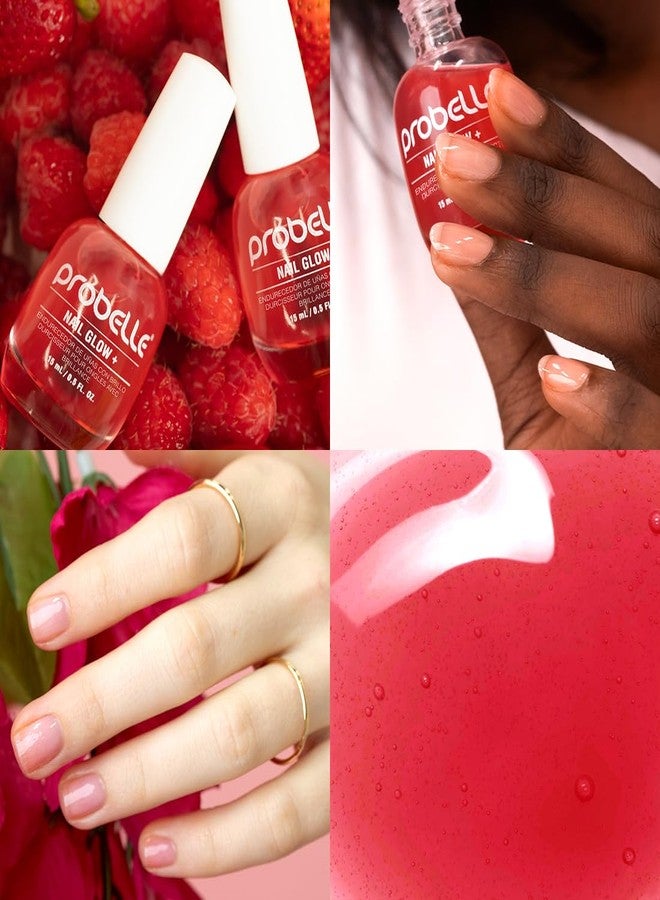 Probelle Nail Glow + Nail Strengthener and Hardener with Sheer Jelly Tint, Hard To Resist Ultra Glowy Nail Shine, Tinted Nails Strengthening Blush for Brittle, Thin, Damaged Nails 0.5 oz (Berry) - Image 2