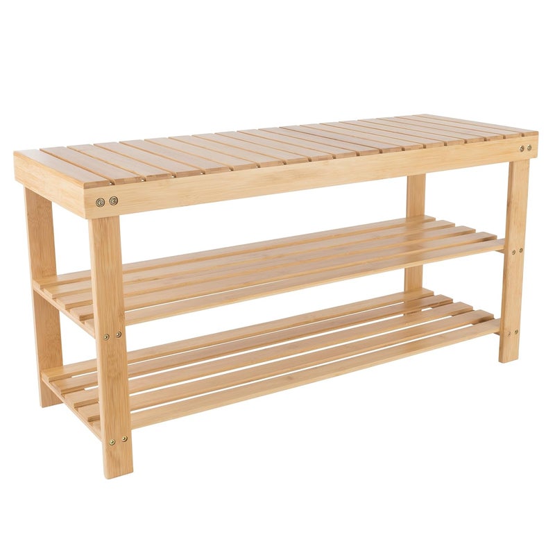 Olpad 3Tier Shoe Rack for Closet Stackable Shoes Rack Organizer Free Standing Shoe Shelf for Entryway and Closet Hallway Multifunctional Bamboo Rack in Different Combinations
