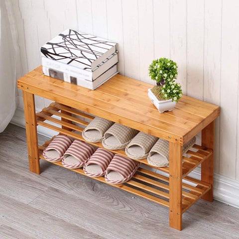 Olpad 3Tier Shoe Rack for Closet Stackable Shoes Rack Organizer Free Standing Shoe Shelf for Entryway and Closet Hallway Multifunctional Bamboo Rack in Different Combinations