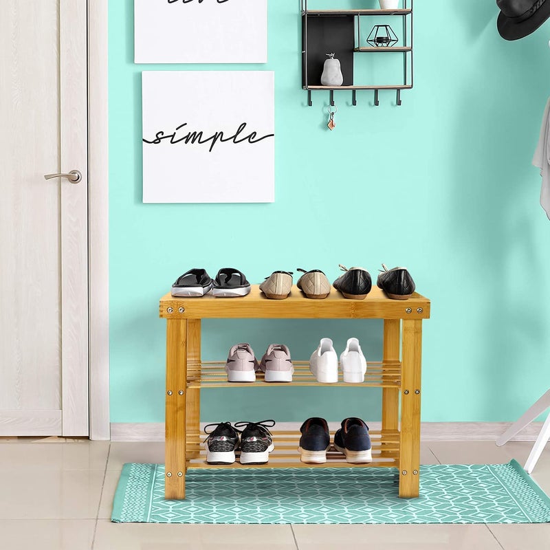 Olpad 3Tier Shoe Rack for Closet Stackable Shoes Rack Organizer Free Standing Shoe Shelf for Entryway and Closet Hallway Multifunctional Bamboo Rack in Different Combinations