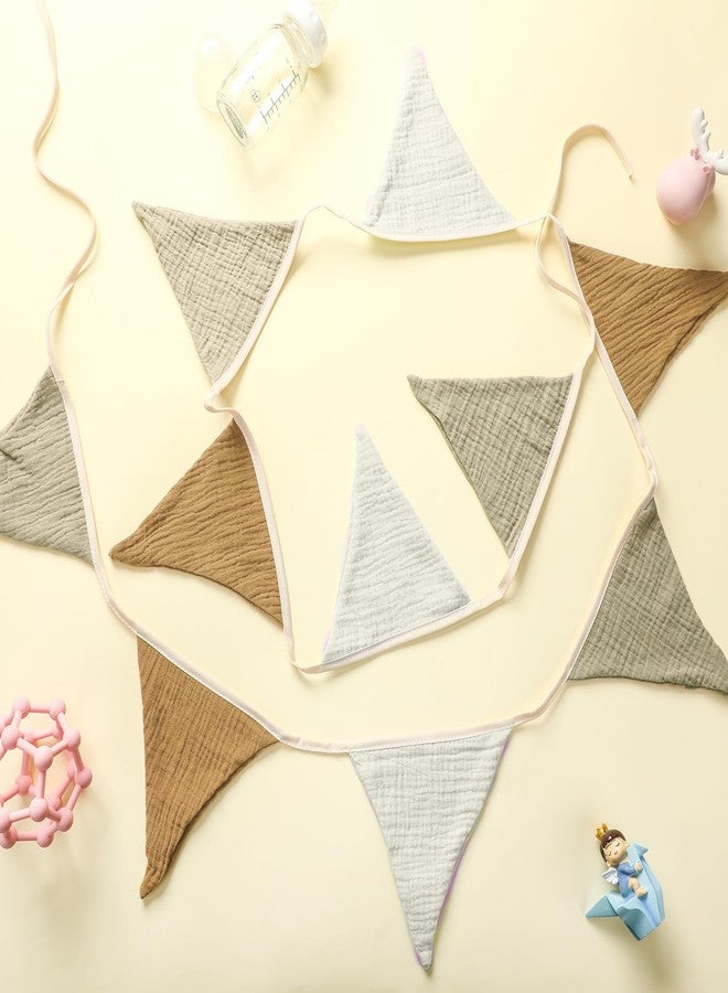 Oudain 15.5 ft Pennant Banner Flags, 2 Pcs Nursery Garland Triangle Bunting Flag Baby Banner for Nursery Decor Baby Birthday Boho Wedding Shower Party Event, Each 7.75 ft(Simple Color) - Image 3