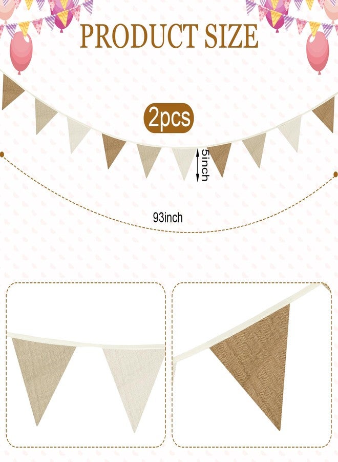 Oudain 15.5 ft Pennant Banner Flags, 2 Pcs Nursery Garland Triangle Bunting Flag Baby Banner for Nursery Decor Baby Birthday Boho Wedding Shower Party Event, Each 7.75 ft(Simple Color) - Image 2