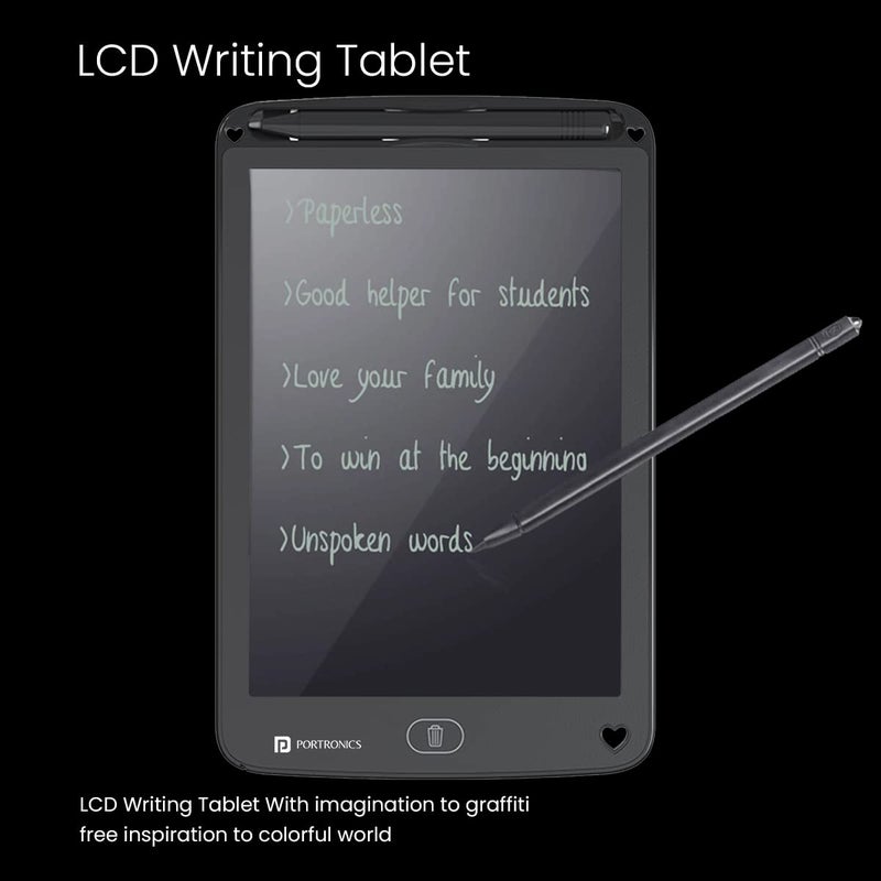 Portronics Ruffpad 12E Re-Writable LCD Writing Pad with 30.4cm (12 inch) Writing Area, India's First Notepad to Save and Share Your Child's First creatives via Ruffpad app on Your Smartphone(Black) - Image 2