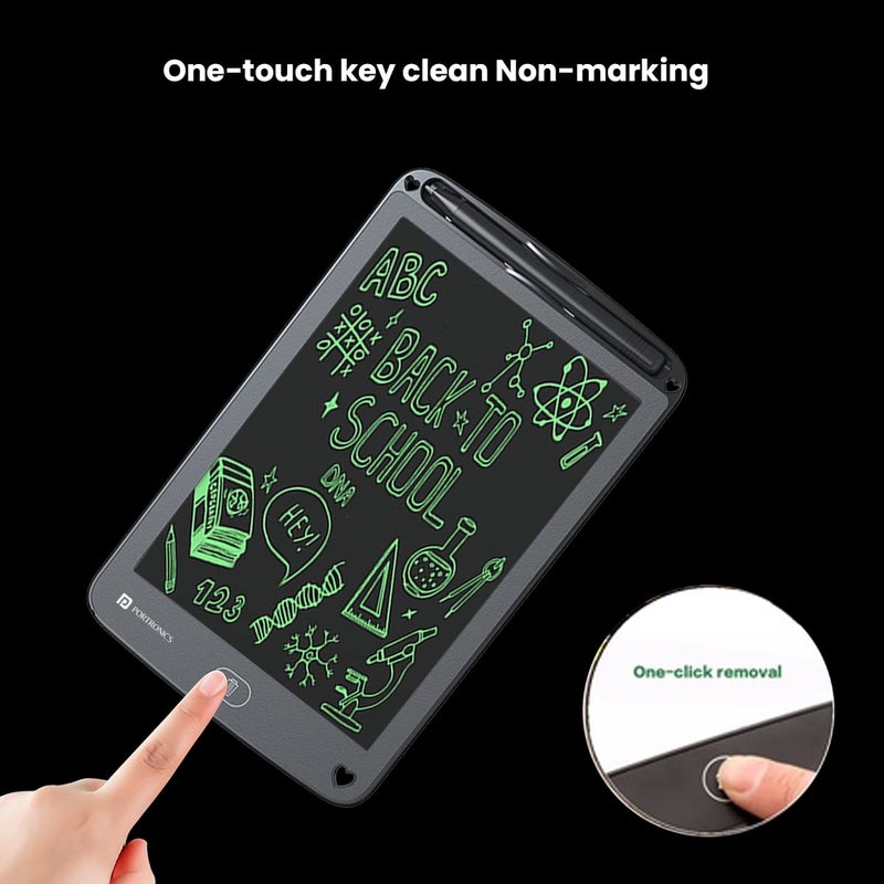 Portronics Ruffpad 12E Re-Writable LCD Writing Pad with 30.4cm (12 inch) Writing Area, India's First Notepad to Save and Share Your Child's First creatives via Ruffpad app on Your Smartphone(Black) - Image 4