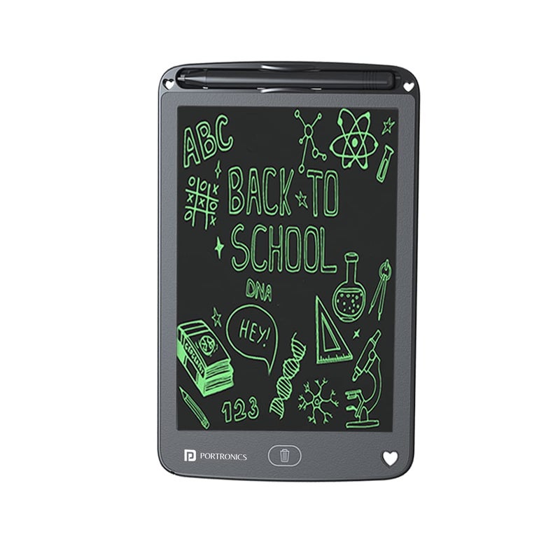 Portronics Ruffpad 12E Re-Writable LCD Writing Pad with 30.4cm (12 inch) Writing Area, India's First Notepad to Save and Share Your Child's First creatives via Ruffpad app on Your Smartphone(Black) - Image 1