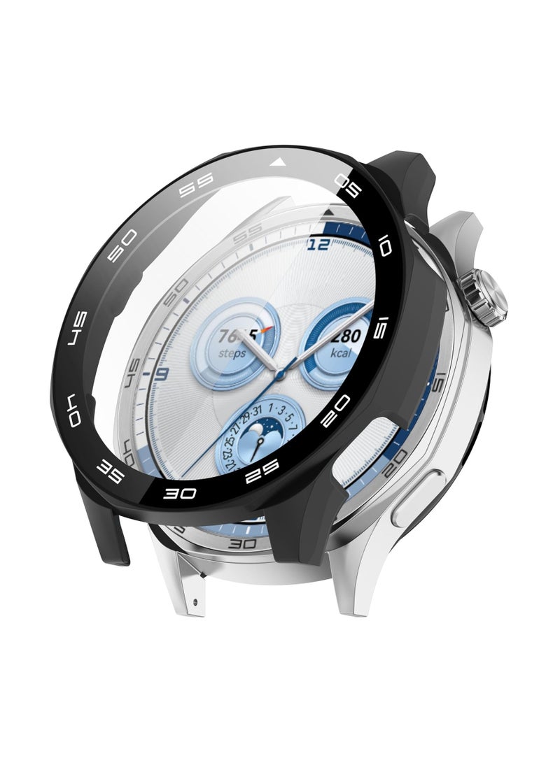 Full Coverage Case for Huawei Watch GT5(46MM),All-around Anti Scratch Shockproof Protective Hard PC Tempered Glass Compatible with Huawei Watch GT5 46 MM,Black - Image 1