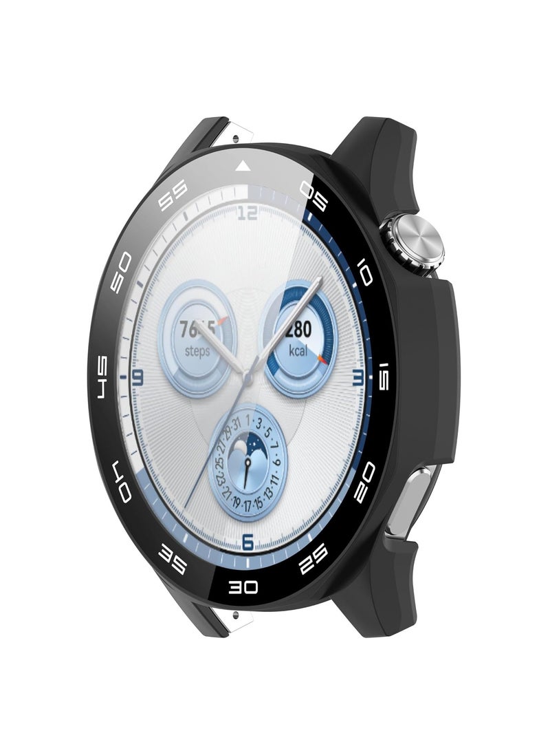 Full Coverage Case for Huawei Watch GT5(46MM),All-around Anti Scratch Shockproof Protective Hard PC Tempered Glass Compatible with Huawei Watch GT5 46 MM,Black - Image 2