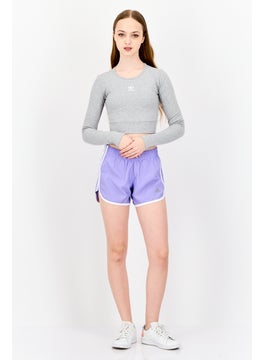 adidas Originals Women Sportswear Fit Long Sleeves Training Crop Top, Grey  - Image 3