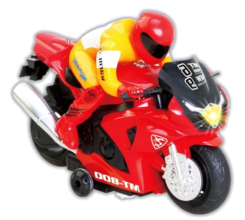 PowerTRC Unleash The Ultimate Racing Thrill 360 Degree Rotate Spinning RC Race Motorcycle Remote Control Race Biker with Dazzling Light and Sound Effect for Kids Red - Image 5