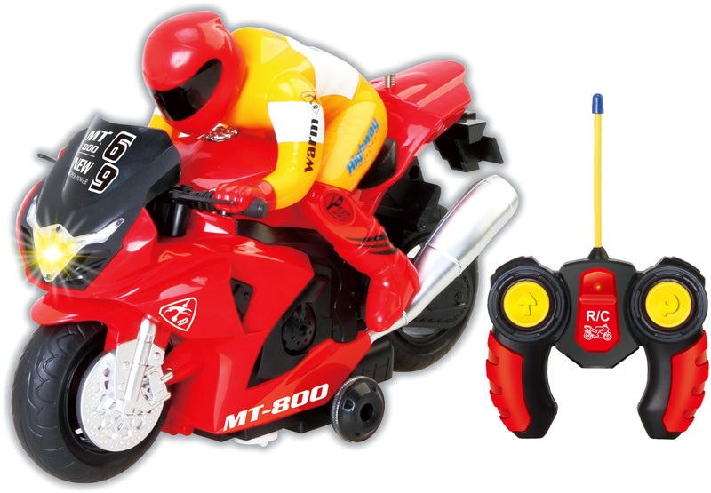 PowerTRC Unleash The Ultimate Racing Thrill 360 Degree Rotate Spinning RC Race Motorcycle Remote Control Race Biker with Dazzling Light and Sound Effect for Kids Red - Image 4