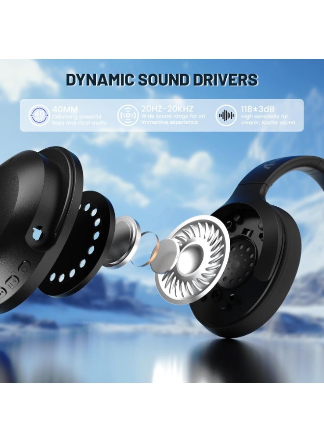 ATTACK SHARK G300 Wireless Over-Ear Headphones with Active Noise Cancelling,Bluetooth 5.3,40H Playtime,Deep Bass HD Stereo Sound,Built-in Mic,Comfortable Design for Travel/Home Office/Gaming(Black) - Image 4