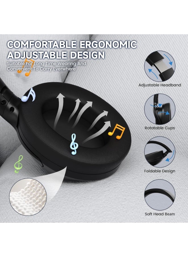 ATTACK SHARK G300 Wireless Over-Ear Headphones with Active Noise Cancelling,Bluetooth 5.3,40H Playtime,Deep Bass HD Stereo Sound,Built-in Mic,Comfortable Design for Travel/Home Office/Gaming(Black) - Image 5