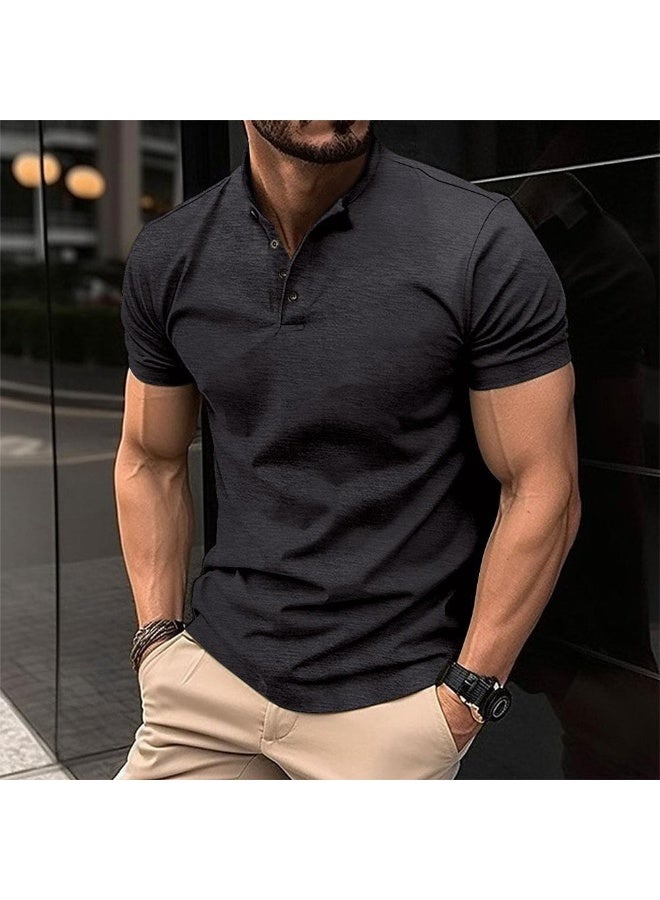 Summer Lightweight Lapel Polo Shirt Men's Short Sleeve Cotton Breathable Fashion Slim Fit Polo Shirt Male Fitness T-shirt - Image 1