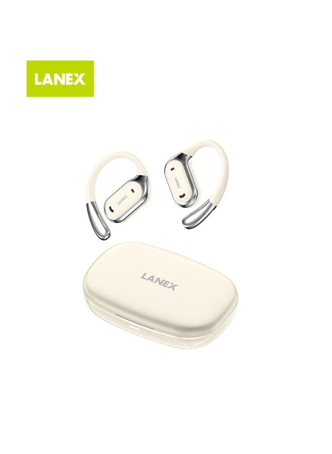 LANEX LANX X13 Wireless Bluetooth Earphones with Sports Ear Hooks, Sports Headphones (Beige) - Image 3