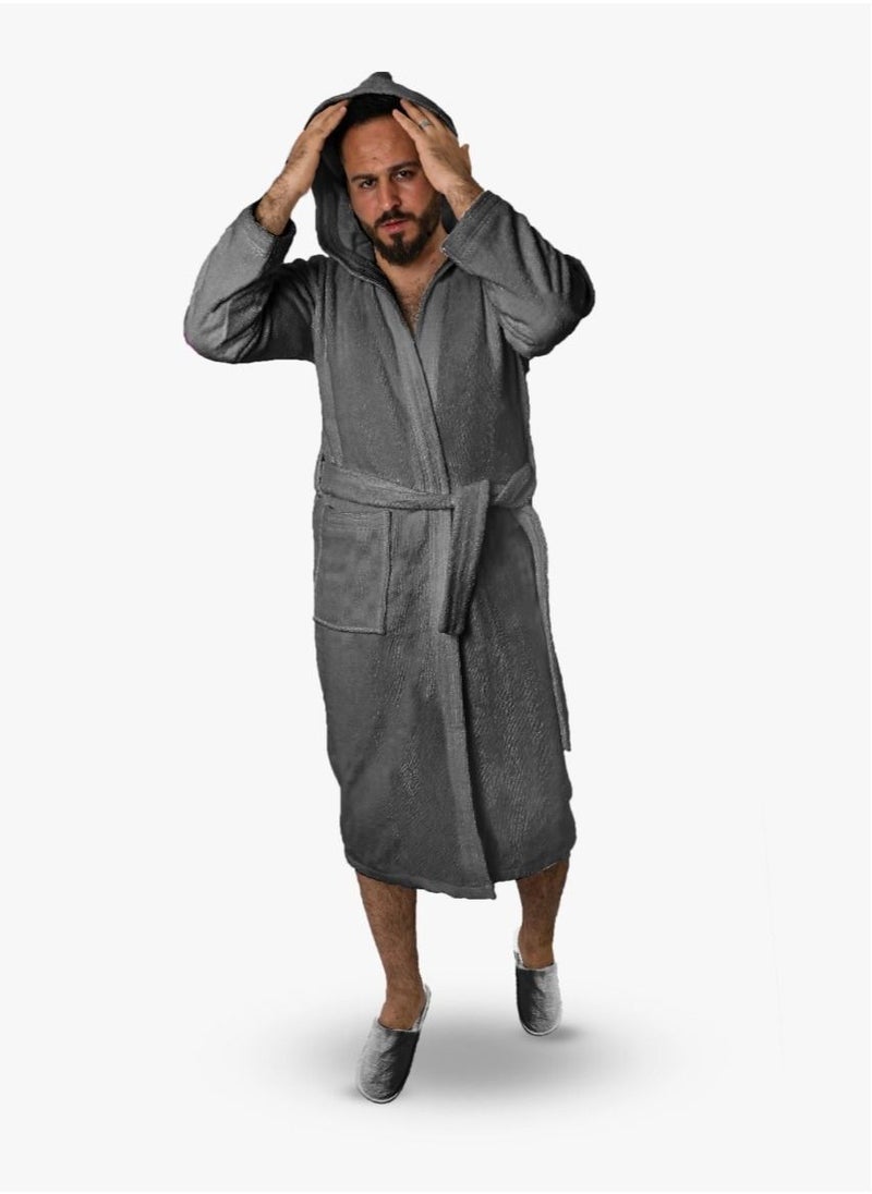 Men's soft cotton bathrobe with pocket and waist belt with a distinctive slipper elegant design gray color multiple sizes - pzsku/ZF8F4D78347D19DD09066Z/45/_/1670081106/8ab334e5-ab88-473f-96bf-8d1b58e4310d