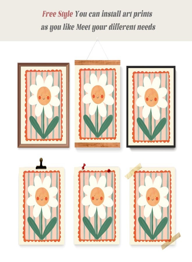 LARTSFRO Cute Kids Floral Wall Art Decor Posters, Smile Floral Artwork Room Bedroom Bathroom Playroom Wall Art Decor Aesthetic for Toddler Nursery Kids Gifts, Play Room Decor for Kids Colorful Wall Decor, 10x8 Inch Set of 4 Pcs Pictures (UNFRAMED) - Image 4