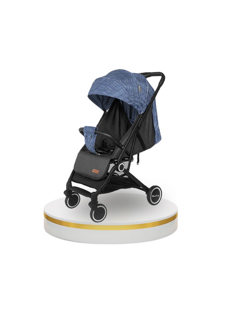 Nurtur Baby Stroller Storage Basket One -hand fold design 5 Point Safety Harness EVA wheels Blue - Image 1