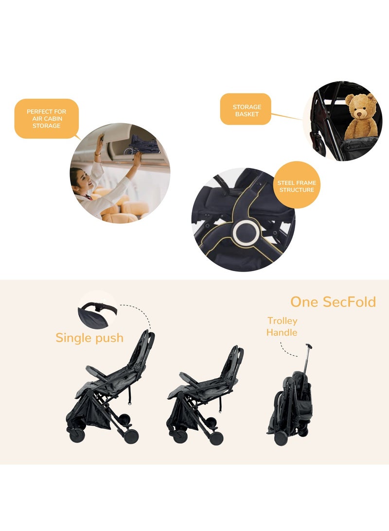 Nurtur Baby Stroller Storage Basket One -hand fold design 5 Point Safety Harness EVA wheels Blue - Image 3