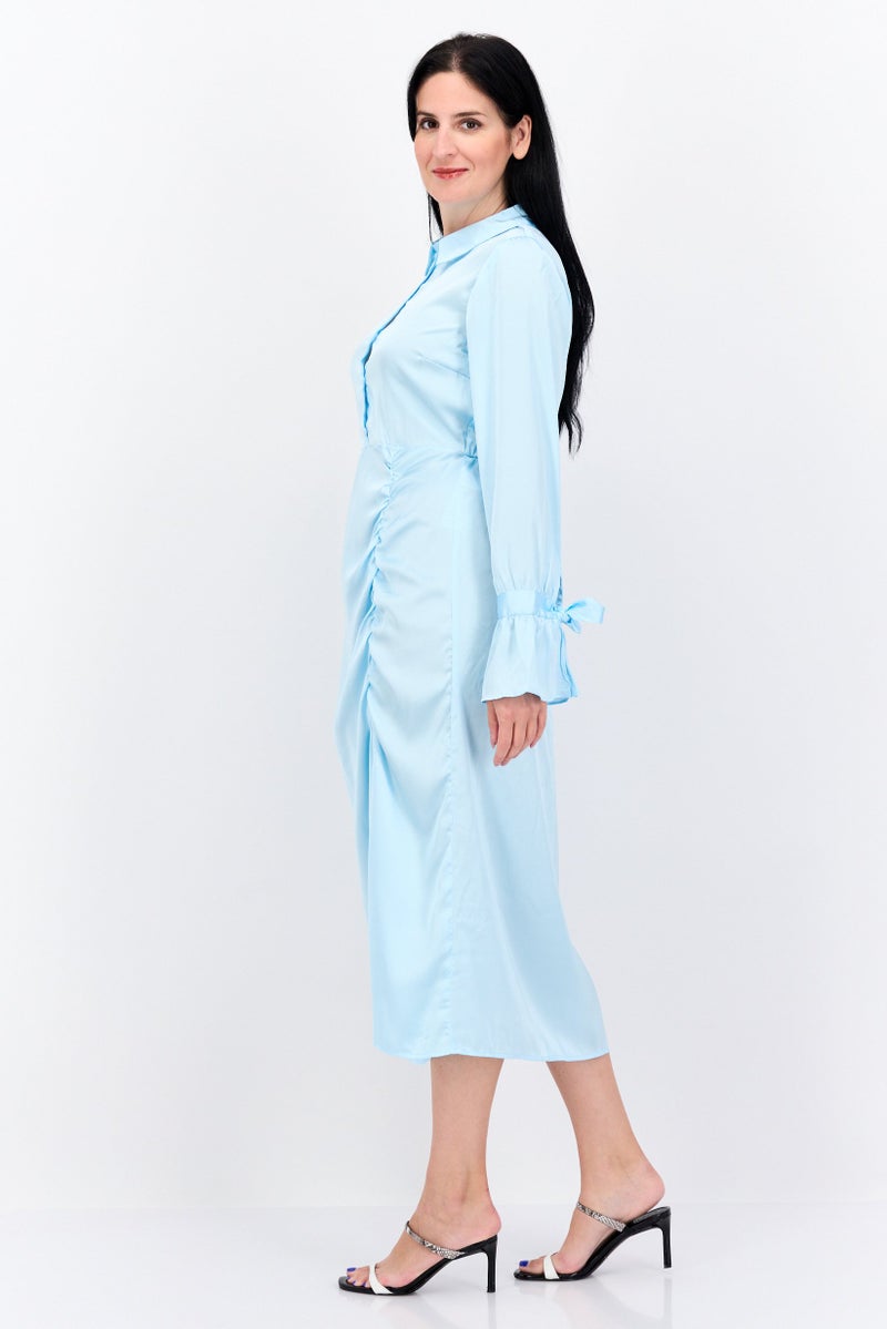 VERO MODA فستان ميدي بسيط للنساء، تركواز - Image 3