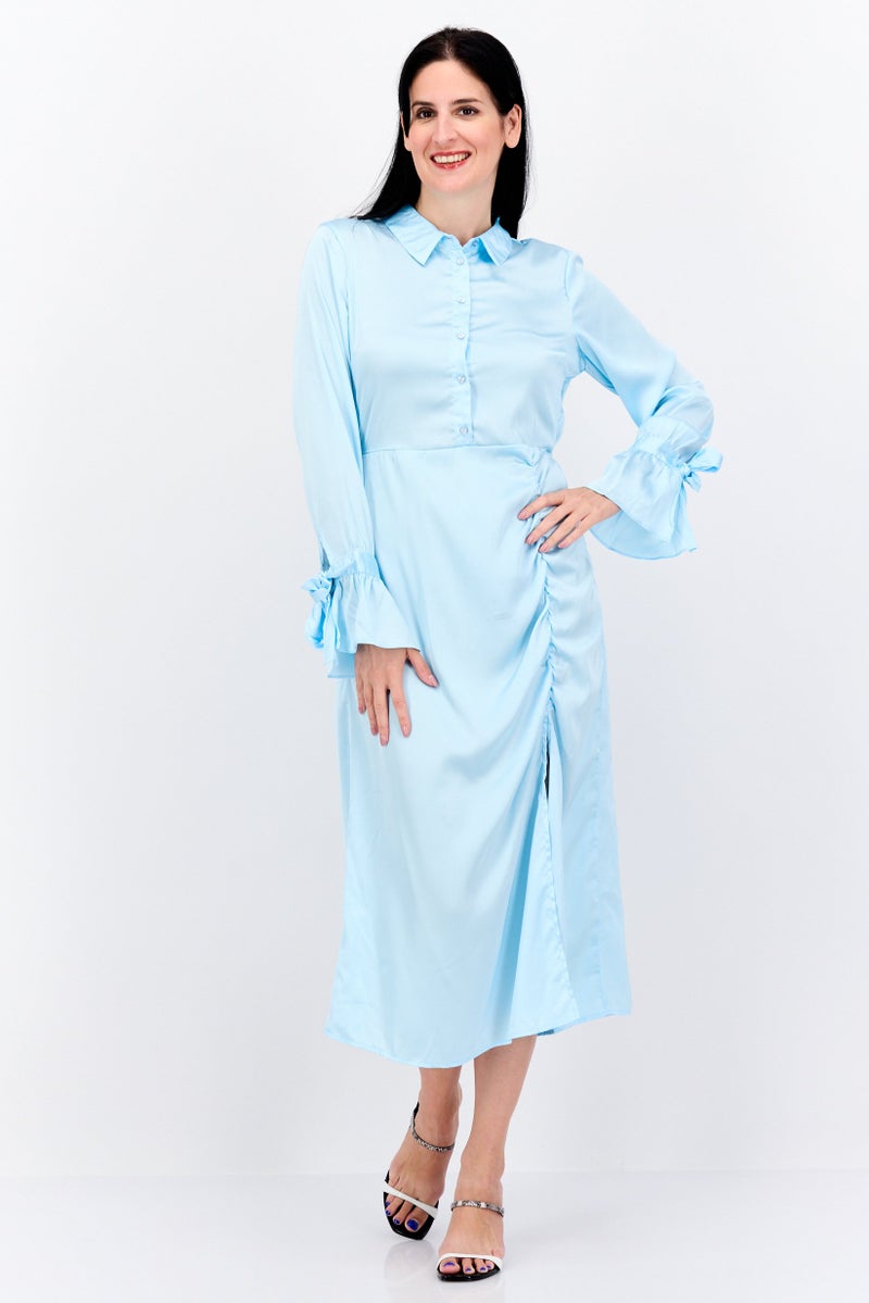 VERO MODA فستان ميدي بسيط للنساء، تركواز - Image 1