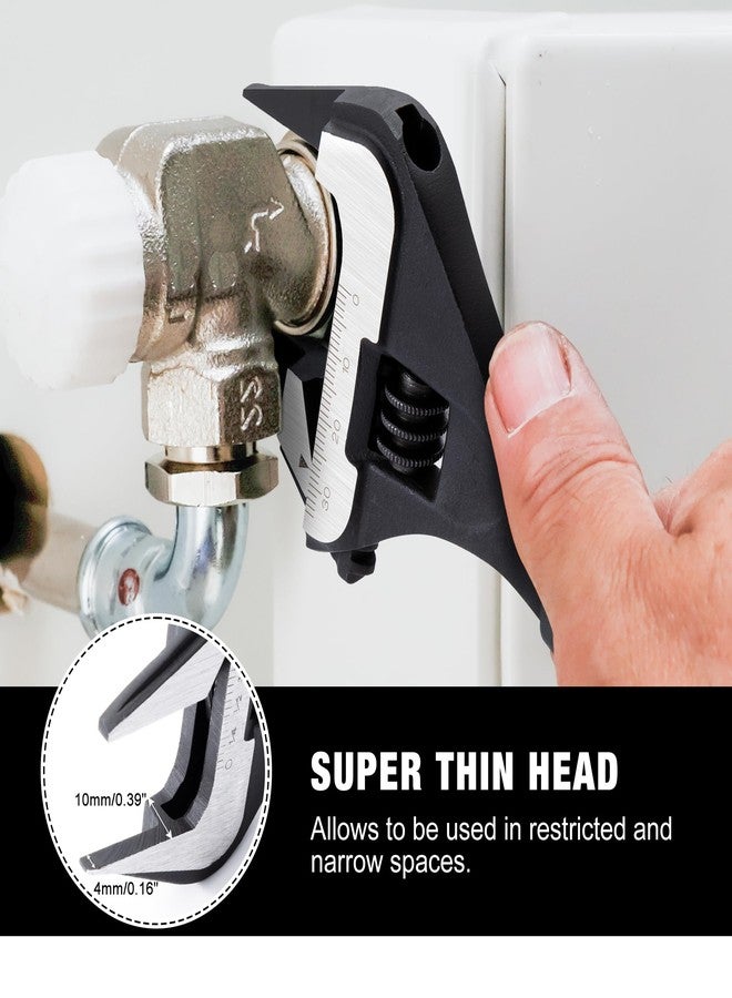 MAXPOWER 8-inch Slim Jaw Adjustable Wrench, Wide Jaw Opening Adjustable Wrench, Dual Scale with Metric and SAE Plumbing Wrenches, Soft Grip Handle - Image 3