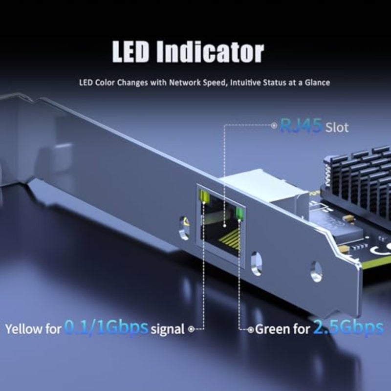 بطاقة شبكة PCIe LE8105 2.5 جيجا بايت للكمبيوتر المكتبي، منفذ RJ45 LAN بسرعة 2500/1000/100 ميجا بت في الثانية جيجابت إيثرنت، واجهة PCIE X1، دعامة عادية منخفضة المستوى للكمبيوتر المكتبي/الخادم، منفذ RJ45، سرعة 2500/1000/100 ميجا بت في الثانية - Image 5