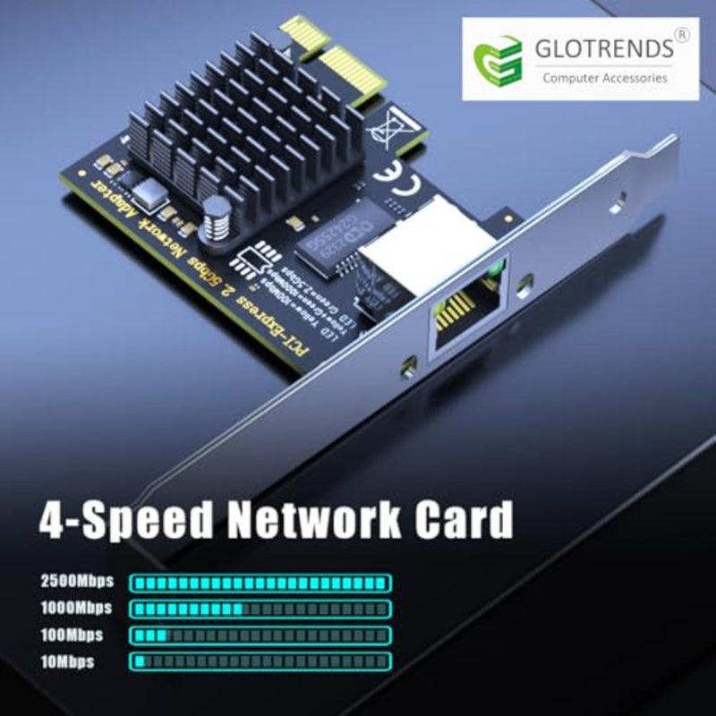 بطاقة شبكة PCIe LE8105 2.5 جيجا بايت للكمبيوتر المكتبي، منفذ RJ45 LAN بسرعة 2500/1000/100 ميجا بت في الثانية جيجابت إيثرنت، واجهة PCIE X1، دعامة عادية منخفضة المستوى للكمبيوتر المكتبي/الخادم، منفذ RJ45، سرعة 2500/1000/100 ميجا بت في الثانية - Image 2