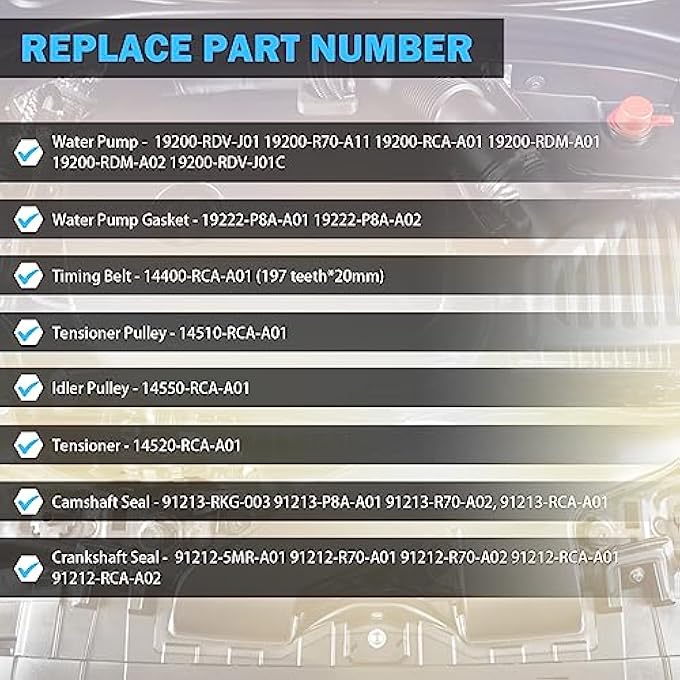 ريحني طقم حزام التوقيت مع مضخة ماء ل 30 لتر 35 لتر 37 لتر 20032017 هوندا أكورد بايلوت أوديسي ريدجلاين أكيورا MDX RDX RL Tl Tsx Zdx استبدال طقم مضخة الماء Tckwp329 Tkh002 - Image 4