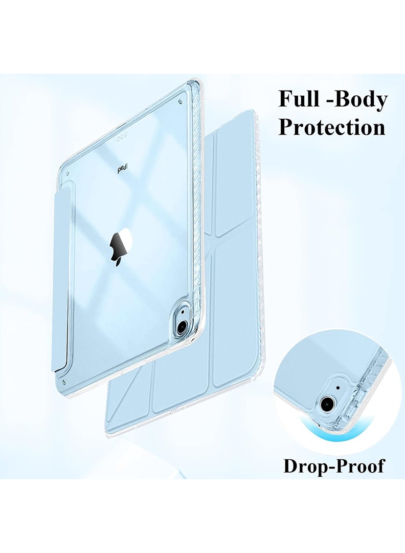 Theodor Case for iPad (A16) 11th 11 inch 2025 Gen iPad 11 Case/Case For iPad 10th Gen Case 2022 iPad 10 Case with Pencil Holder 8 Mutil Angles Folding Auto Wake/Sleep Transparent Shell Back with Pencil Holder Smart Cover for 11" iPad 11th 2025/10.9"iPad 10th Gen 2022- Sky Blue - Image 4