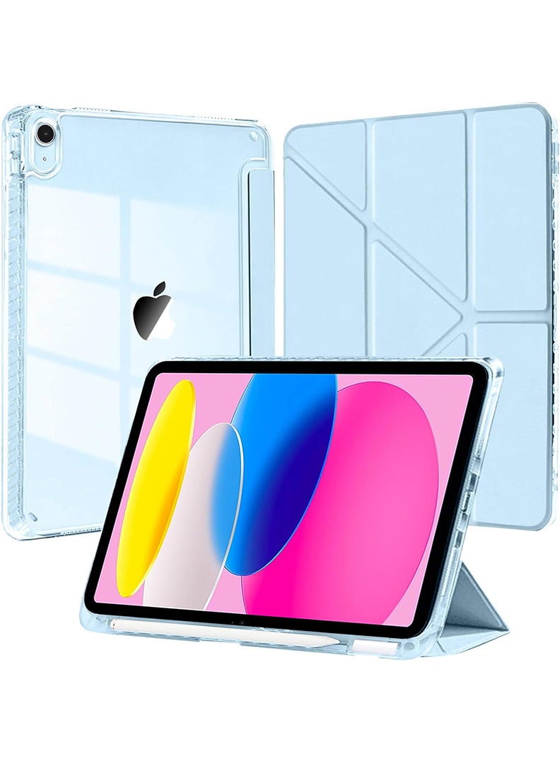 Theodor Case for iPad (A16) 11th 11 inch 2025 Gen iPad 11 Case/Case For iPad 10th Gen Case 2022 iPad 10 Case with Pencil Holder 8 Mutil Angles Folding Auto Wake/Sleep Transparent Shell Back with Pencil Holder Smart Cover for 11" iPad 11th 2025/10.9"iPad 10th Gen 2022- Sky Blue - Image 3