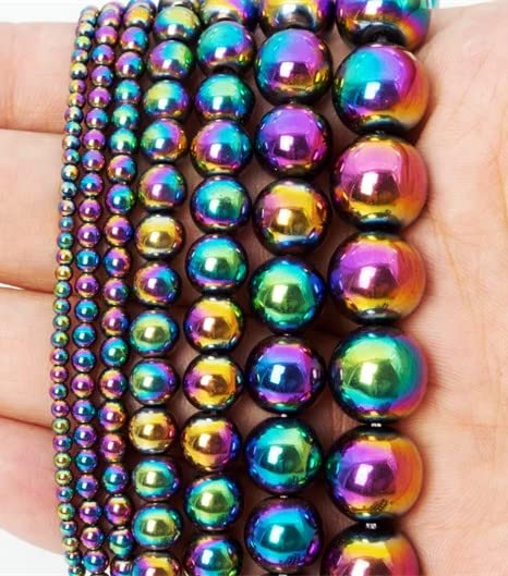 Zenkeeper Rainbow Hematite Gemstone Beads for Jewelry Making 10 MM Hematite Gemstones Loose Stone Beads 35-38 PCS - Image 4