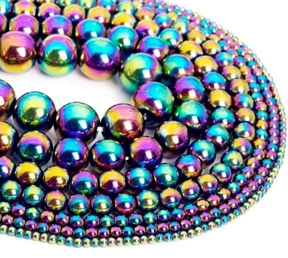 Zenkeeper Rainbow Hematite Gemstone Beads for Jewelry Making 10 MM Hematite Gemstones Loose Stone Beads 35-38 PCS - Image 1