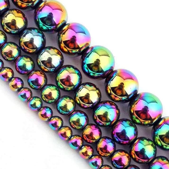 Zenkeeper Rainbow Hematite Gemstone Beads for Jewelry Making 10 MM Hematite Gemstones Loose Stone Beads 35-38 PCS - Image 2
