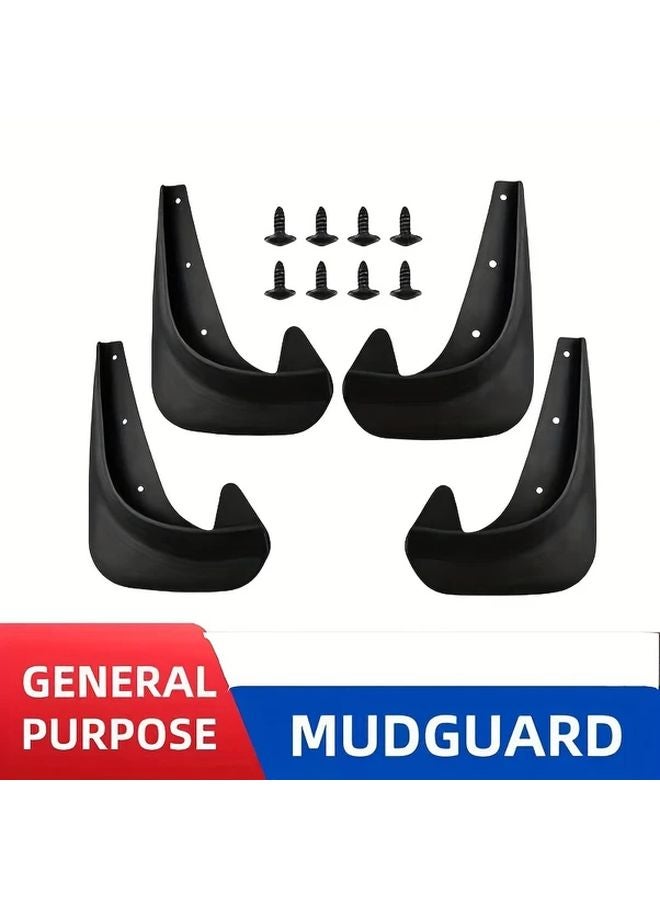 Universal Mud Flaps 4Pcs Durable PP Front Rear Fender Protector Black - Image 2