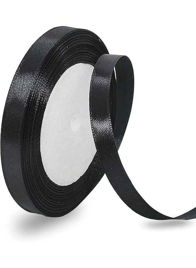 12mm Satin Ribbon 25 Yards Length Black Smooth and Shiny Crafting Ribbon for Gift Wrapping Decorations DIY and Sewing - Image 2