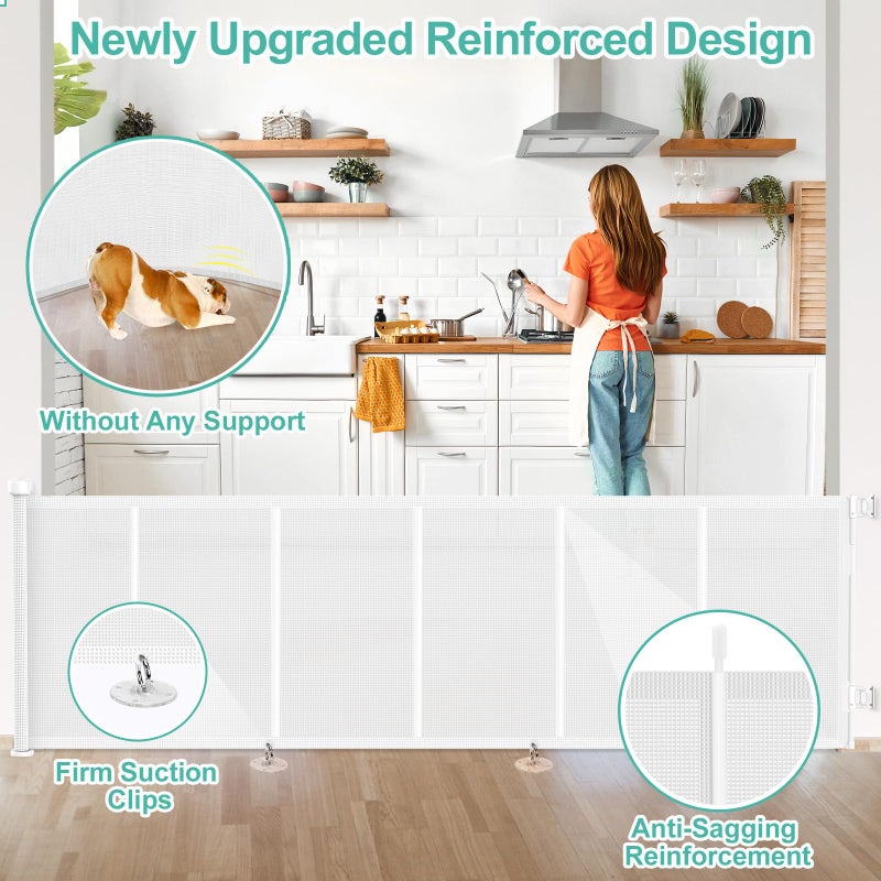 EZIGO Upgrade 120 inch Retractable Baby Gates, EZIGO Extra Wide Baby Gate for Large Opening Extra Long Mesh Gate for Kids or Pet Dog Gate Child Safety Gate for Stairs Hallways Doorway Indoor Outdoor, White - Image 3