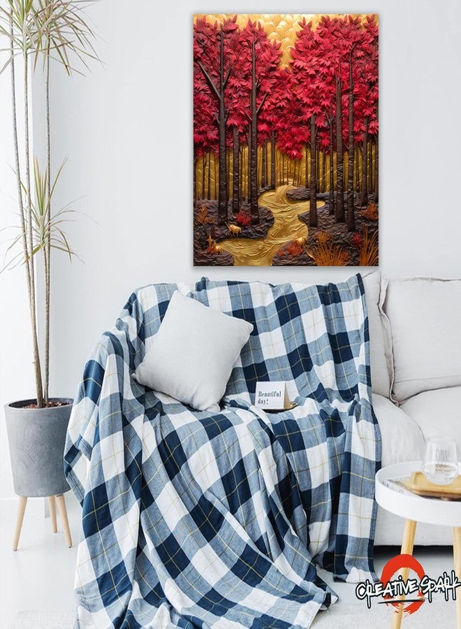 CREATIVE SPARK Abstract Wooden Framed Canvas Painting for Bedroom, Living Room, Study Room & Office | Pine Wood Frame | 24 x 24 inch (61 x 61 cms), CR0388 - Image 5
