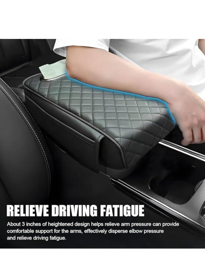 Generic Arm Rest Cover for Car, Microfiber Leather Car Center Console Cover with 2 Storage Bags and a Tissue Box, Universal Car Console Covers Accessories Black  - Image 3
