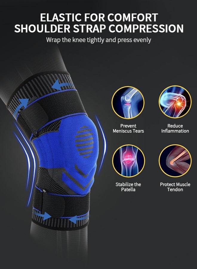 GROIC Knee Pain Knee Pads, Compression Knee Pads, Professional Knee Pads with Patella Gel Pads and Side Stabilizers, Sports Pads For Running, Exercise, Arthritis, Joint Recovery(L) - Image 2