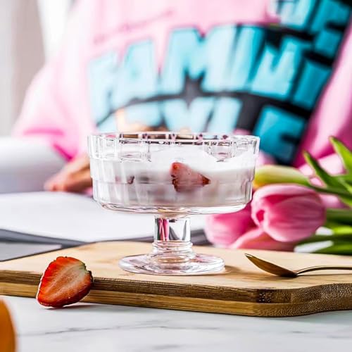 bellemax 300 ML Ice Cream Glasses Cups Dishes for Desserts, Milkshake,Fruit and Pudding Glass Serving Bowls, Perfect for Home, Restaurants and Parties Dishwasher Safe (Set of 6) (BM-02) - Image 2