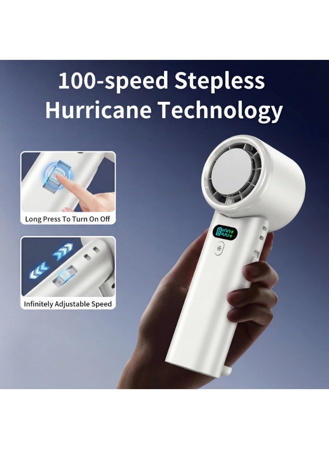 Yakiter Handheld Portable Fan with Ice Cooler, 100 Speeds Adjustable, Digital Display, USB Rechargeable, for Travel Beach Outdoors（White） - Image 2