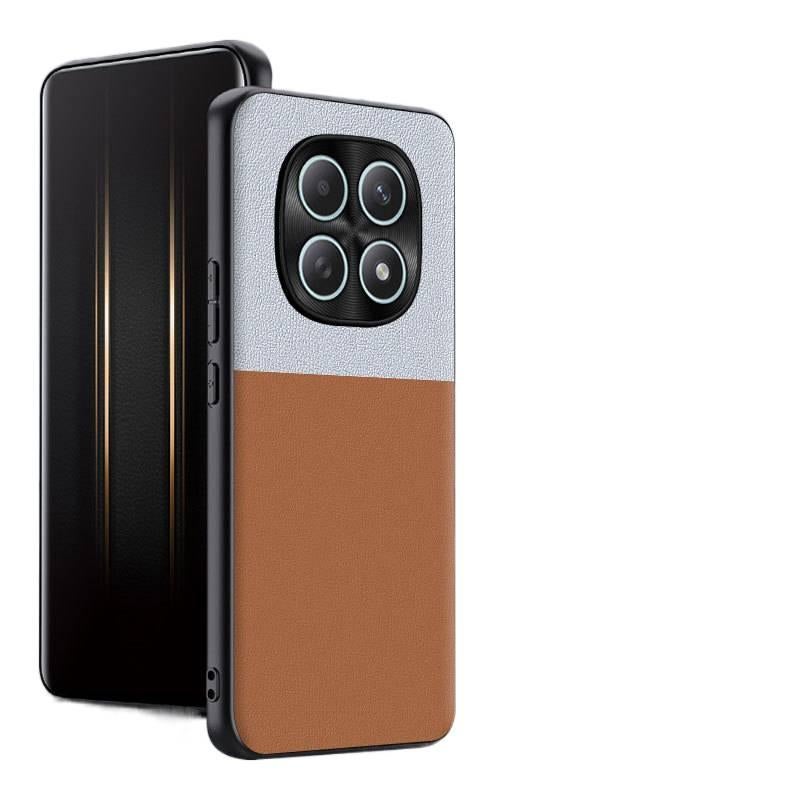 MS غطاء واقي بملمس جلد لـ Redmi Note 14 مع تغطية كاملة وحماية من السقوط مع مقاوم للصدمات مع تصميم بسيط بخياطة مستقيمة باللون Khaki باللون الأحمر - Image 1