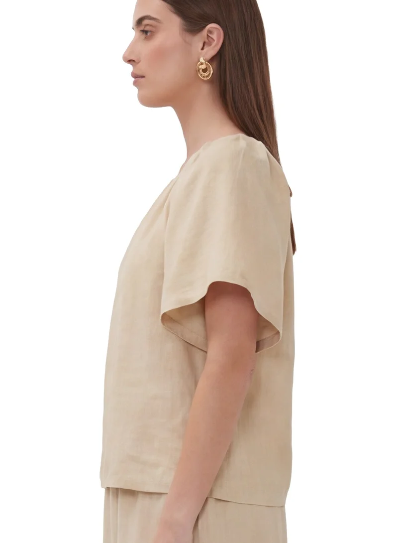 Esqualo Brown Esqualo Blouse Back Detail Linen for Women | Best Price UAE